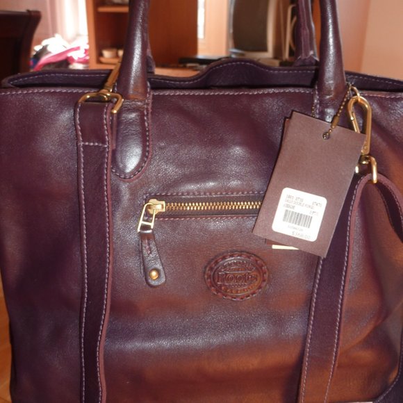 Roots Daily Double Pongo Leather Eggplant Purple Leather Purse - Picture 5 of 8